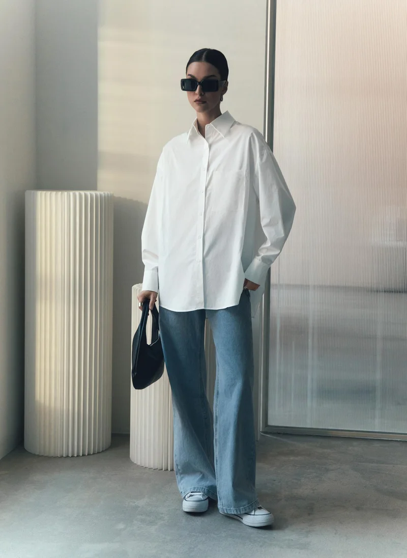 Lichi Oversized straight t-shirt with a chest pocket